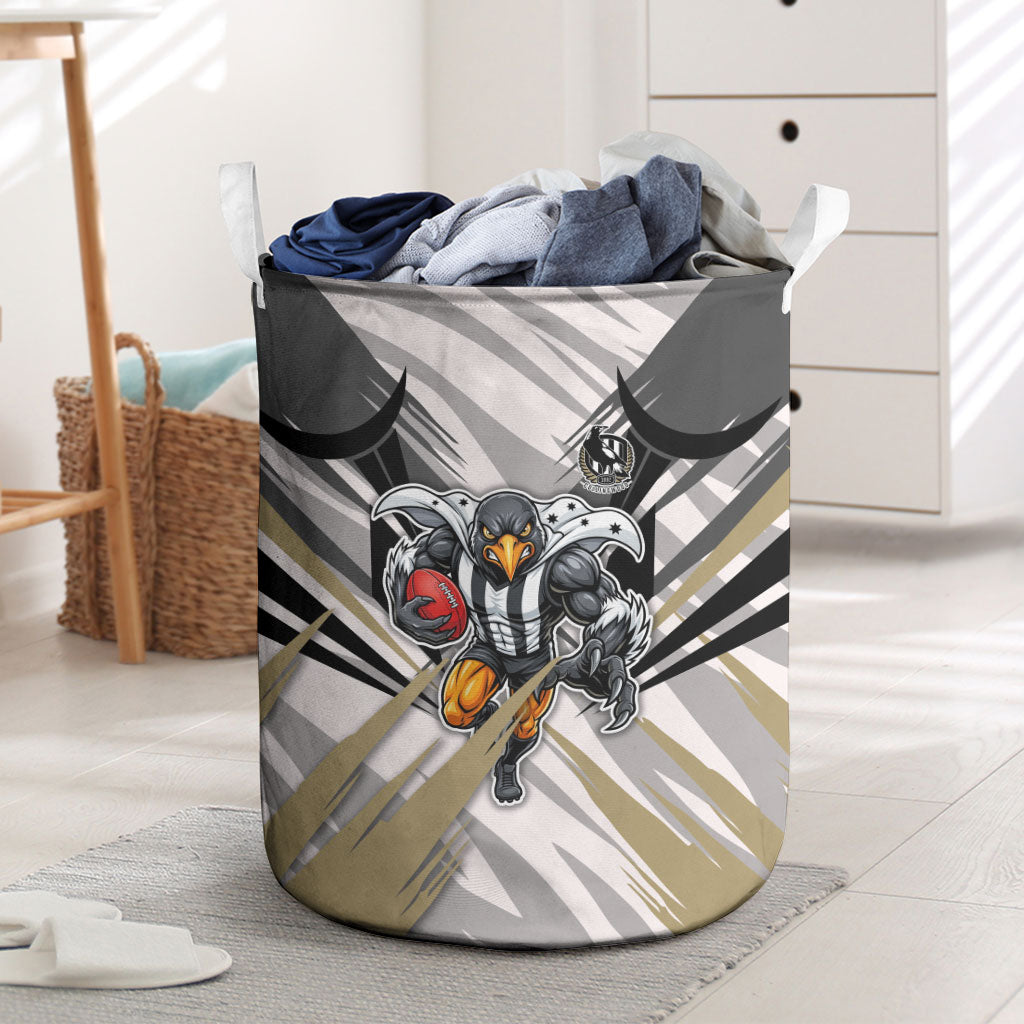 Collingwood Magpies Australian Football Laundry Basket Powerful Muscle Mascot - Bold Team Colors