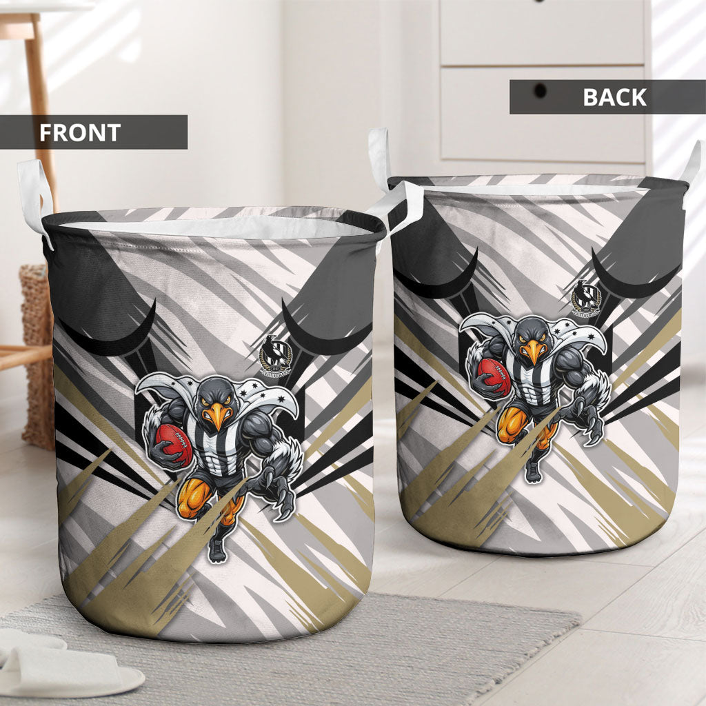 Collingwood Magpies Australian Football Laundry Basket Powerful Muscle Mascot - Bold Team Colors