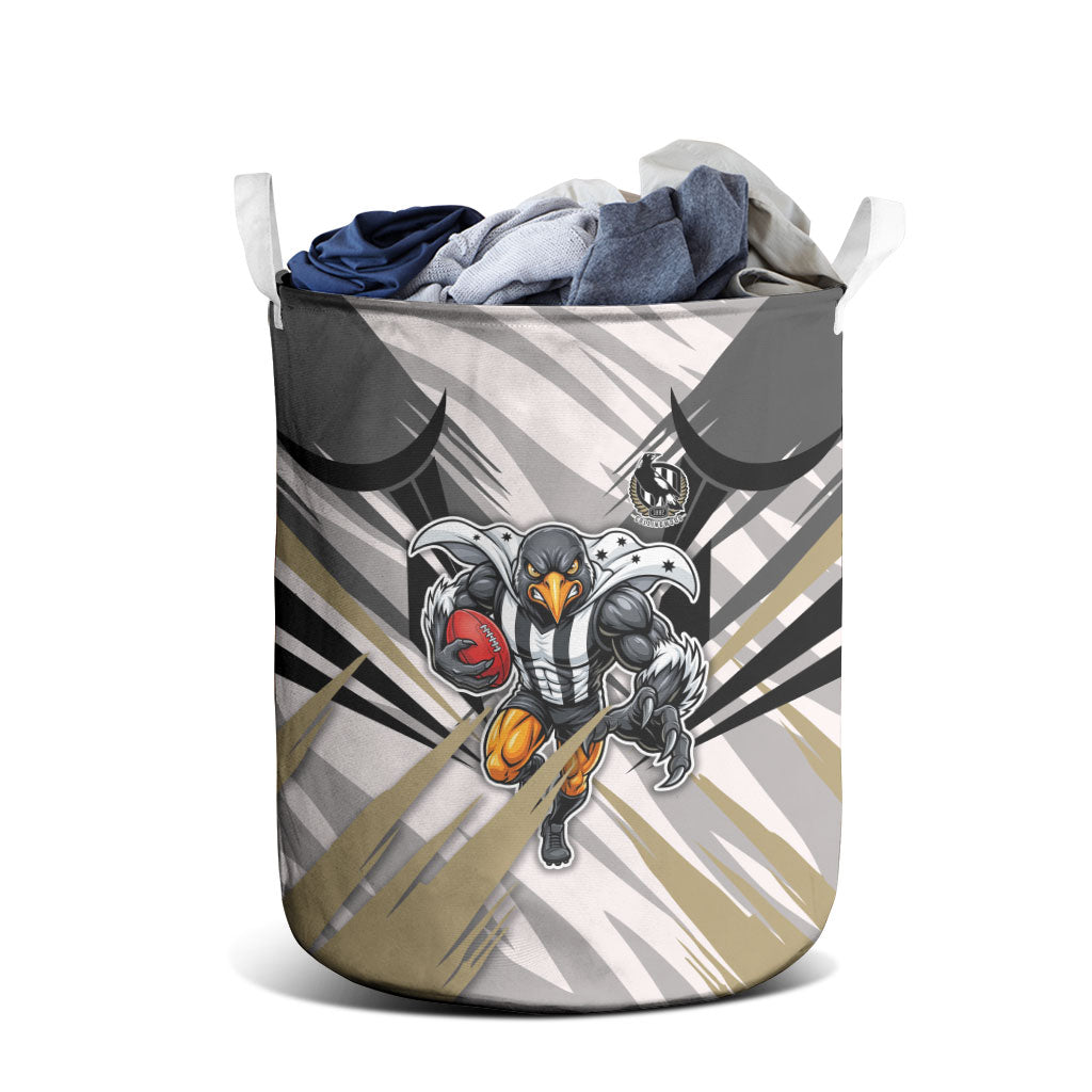 Collingwood Magpies Australian Football Laundry Basket Powerful Muscle Mascot - Bold Team Colors