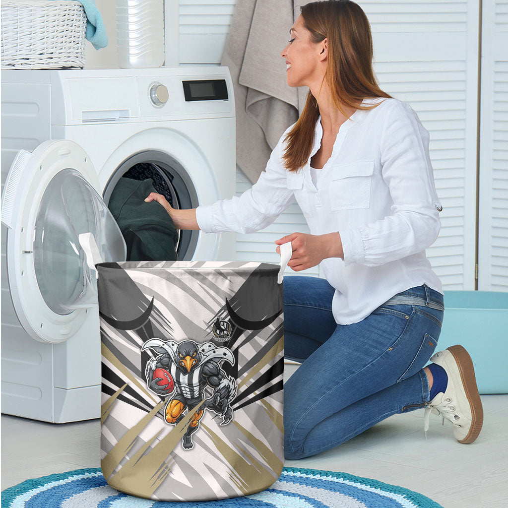 Collingwood Magpies Australian Football Laundry Basket Powerful Muscle Mascot - Bold Team Colors