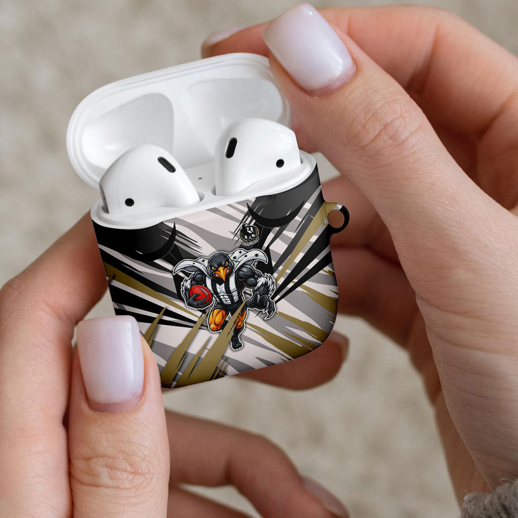 Collingwood Magpies Australian Football AirPods Case Powerful Muscle Mascot - Bold Team Colors