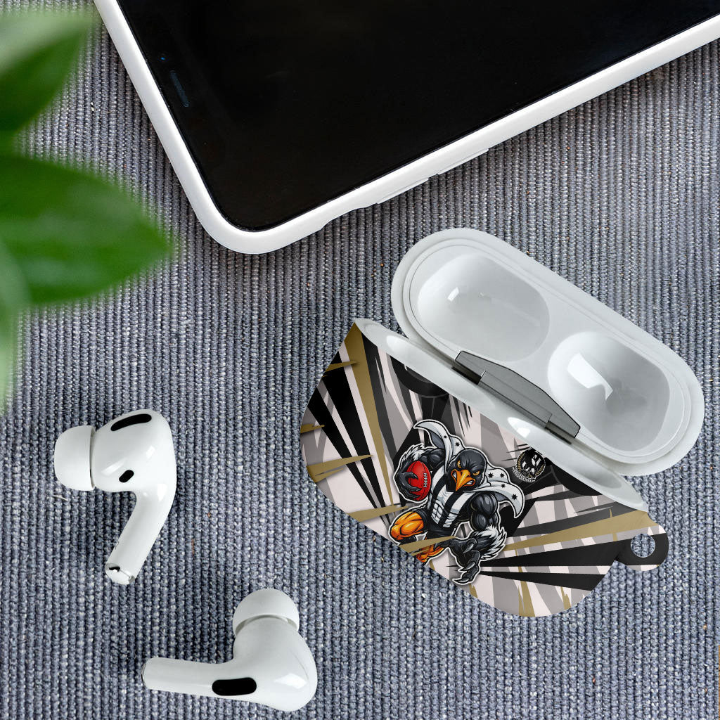 Collingwood Magpies Australian Football AirPods Case Powerful Muscle Mascot - Bold Team Colors