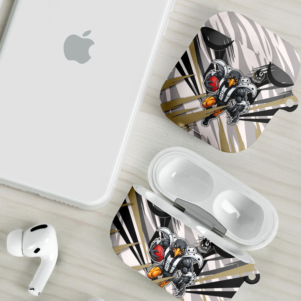 Collingwood Magpies Australian Football AirPods Case Powerful Muscle Mascot - Bold Team Colors