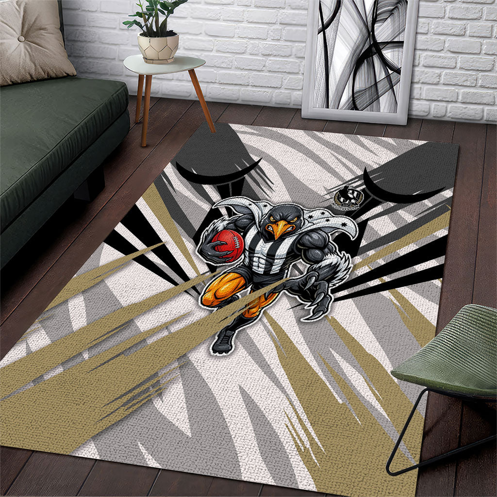 Collingwood Magpies Australian Football Area Rug Powerful Muscle Mascot - Bold Team Colors