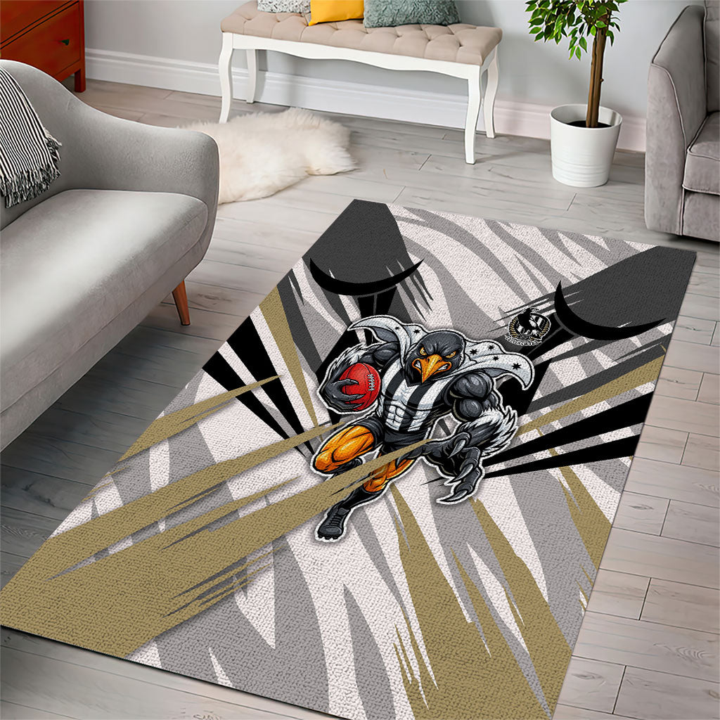 Collingwood Magpies Australian Football Area Rug Powerful Muscle Mascot - Bold Team Colors