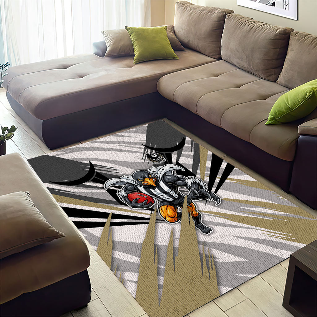 Collingwood Magpies Australian Football Area Rug Powerful Muscle Mascot - Bold Team Colors