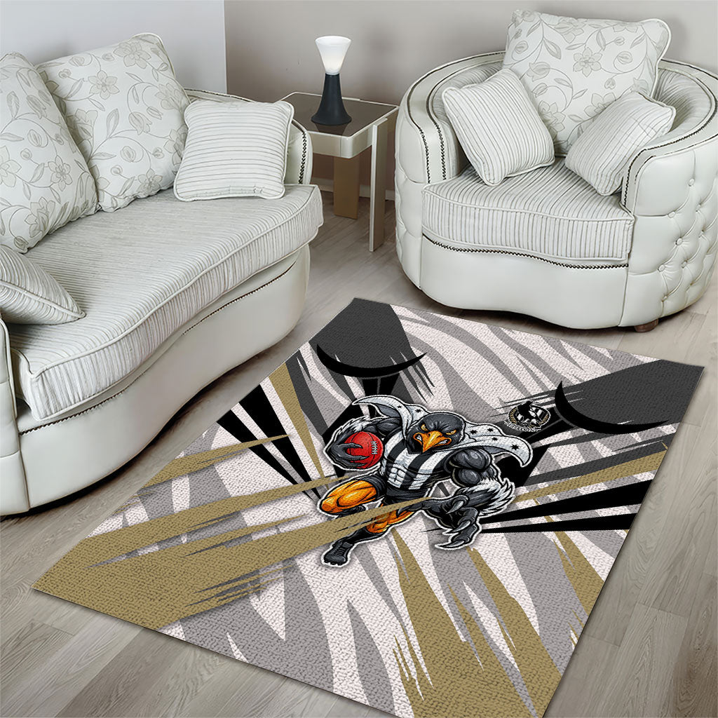 Collingwood Magpies Australian Football Area Rug Powerful Muscle Mascot - Bold Team Colors