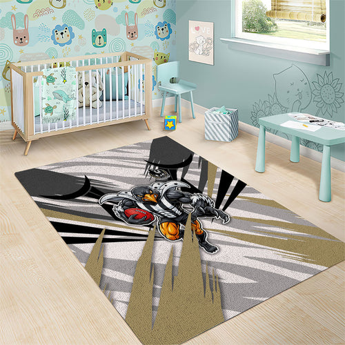 Collingwood Magpies Australian Football Area Rug Powerful Muscle Mascot - Bold Team Colors