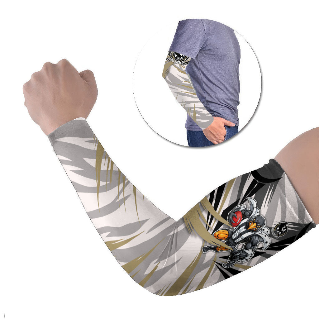 Collingwood Magpies Australian Football Arm Sleeves Powerful Muscle Mascot - Bold Team Colors