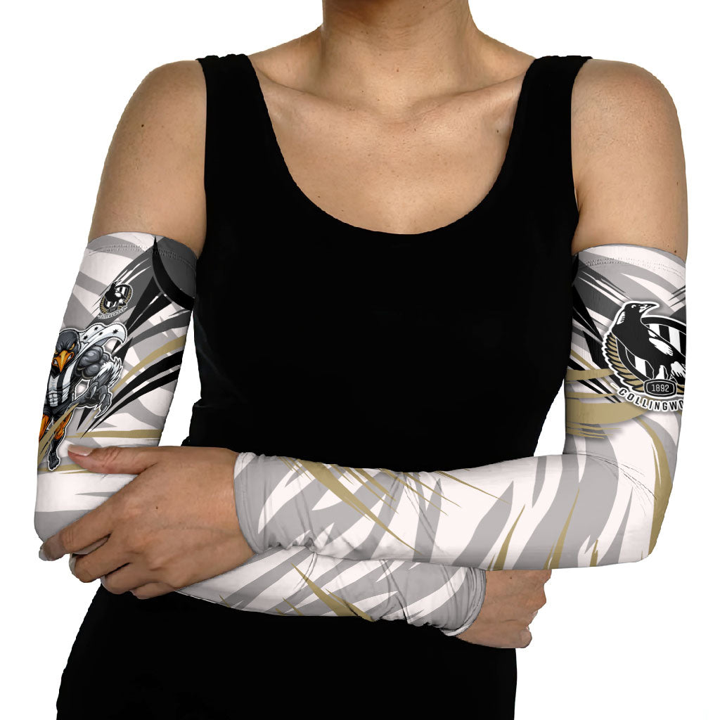 Collingwood Magpies Australian Football Arm Sleeves Powerful Muscle Mascot - Bold Team Colors