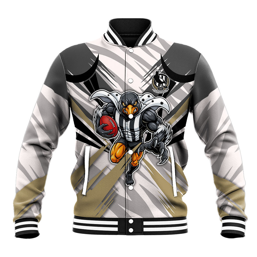 Collingwood Magpies Australian Football Baseball Jacket Powerful Muscle Mascot - Bold Team Colors