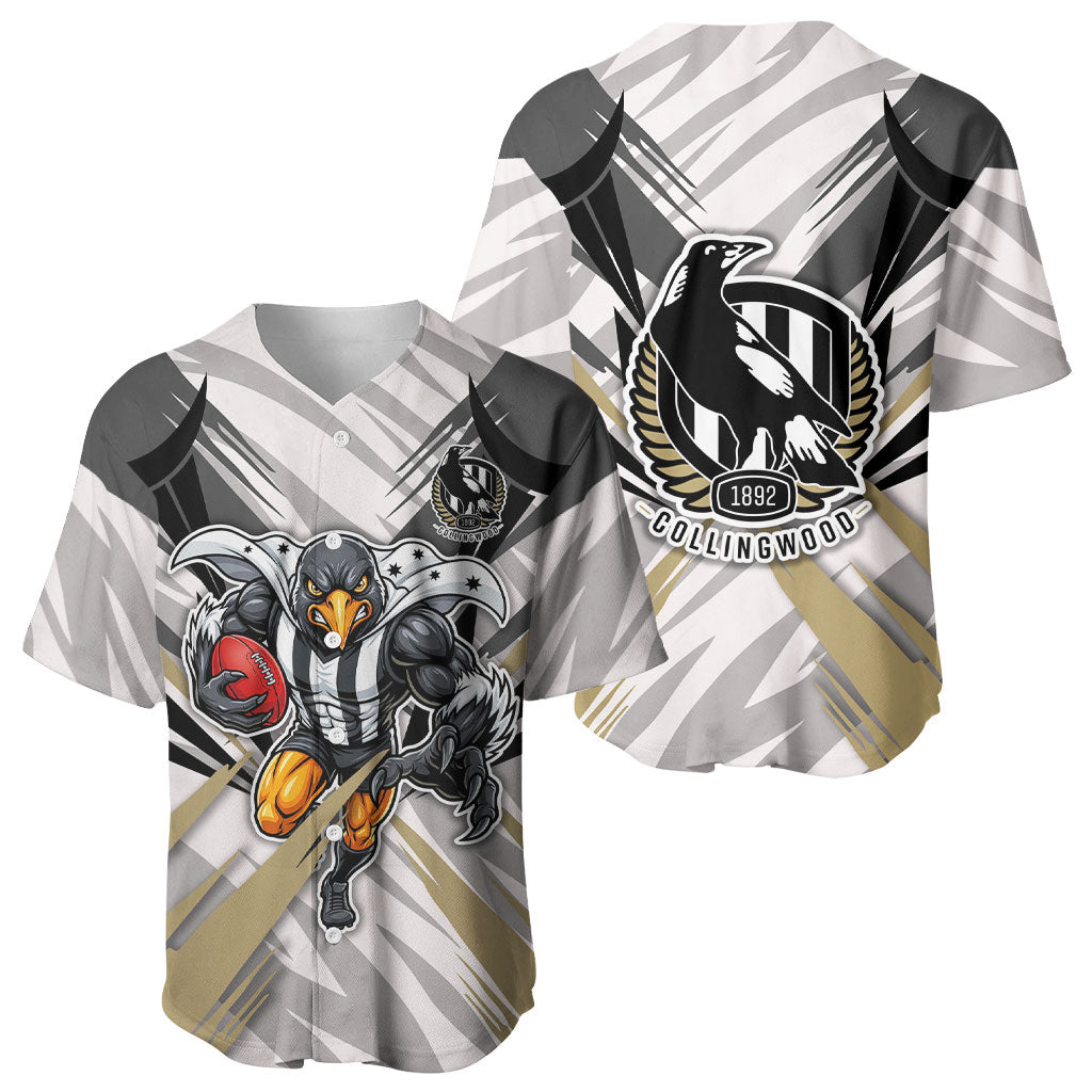Collingwood Magpies Australian Football Baseball Jersey Powerful Muscle Mascot - Bold Team Colors