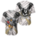 Collingwood Magpies Australian Football Baseball Jersey Powerful Muscle Mascot - Bold Team Colors