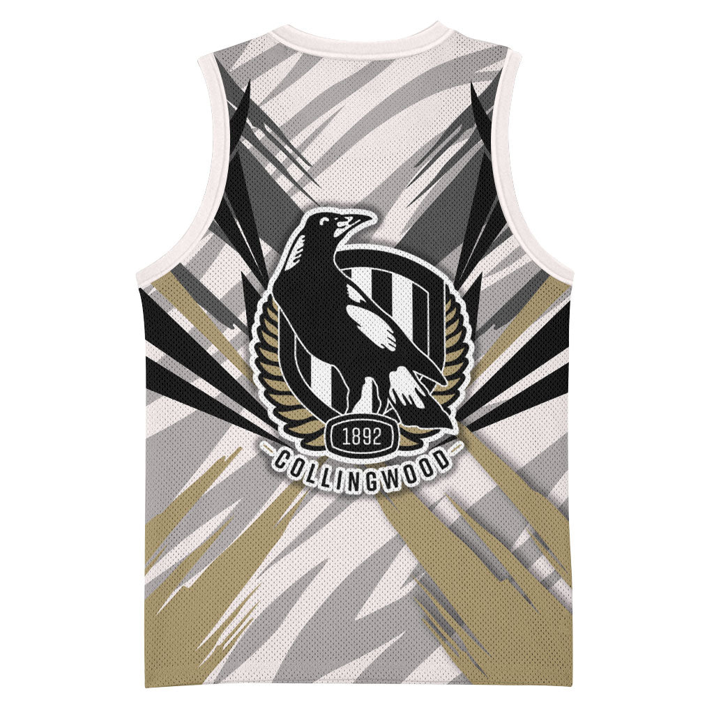 Collingwood Magpies Australian Football Basketball Jersey Powerful Muscle Mascot - Bold Team Colors