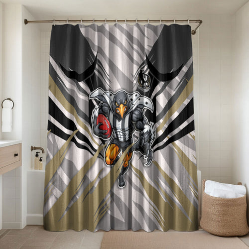 Collingwood Magpies Australian Football Bathroom Set Powerful Muscle Mascot - Bold Team Colors