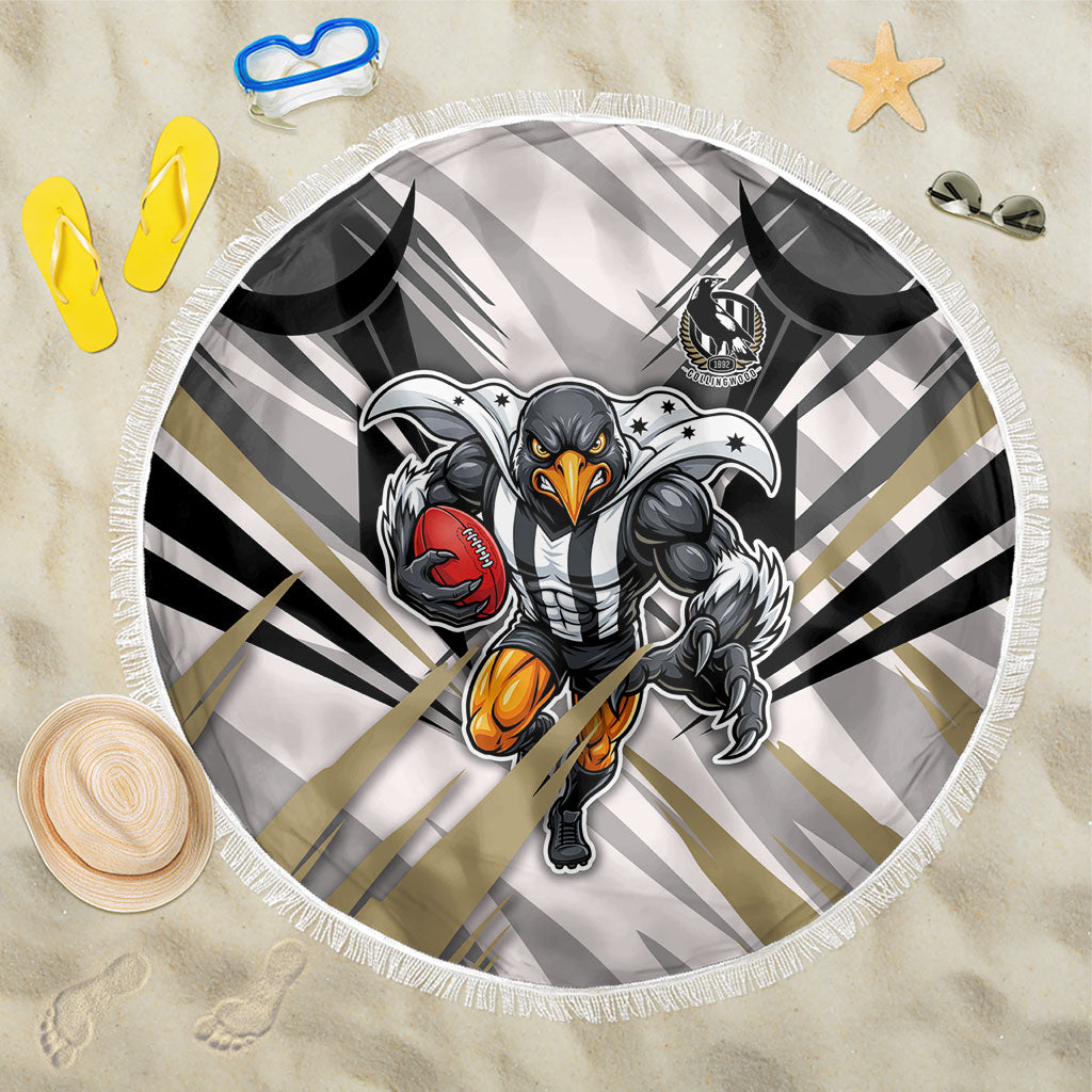 Collingwood Magpies Australian Football Beach Blanket Powerful Muscle Mascot - Bold Team Colors