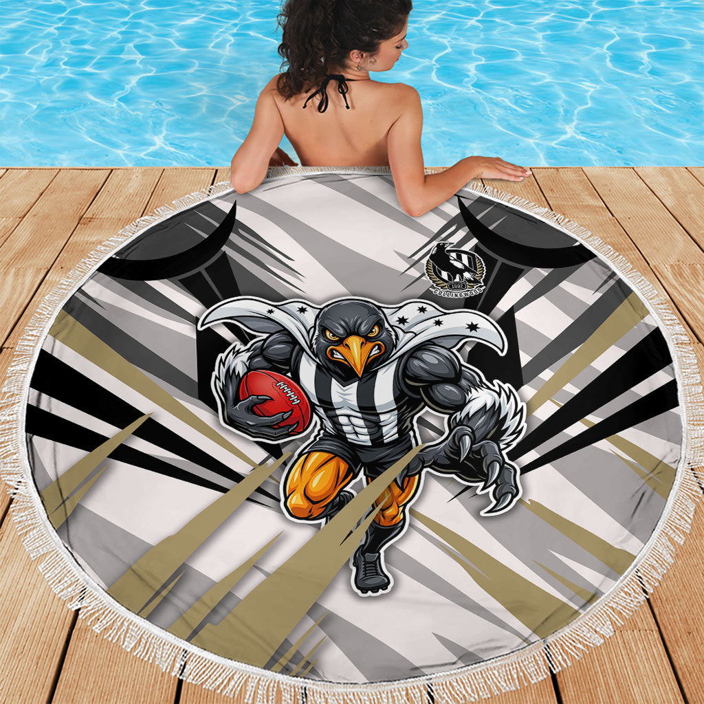 Collingwood Magpies Australian Football Beach Blanket Powerful Muscle Mascot - Bold Team Colors