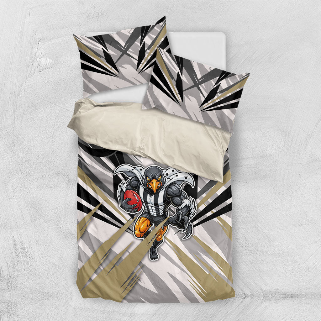 Collingwood Magpies Australian Football Bedding Set Powerful Muscle Mascot - Bold Team Colors