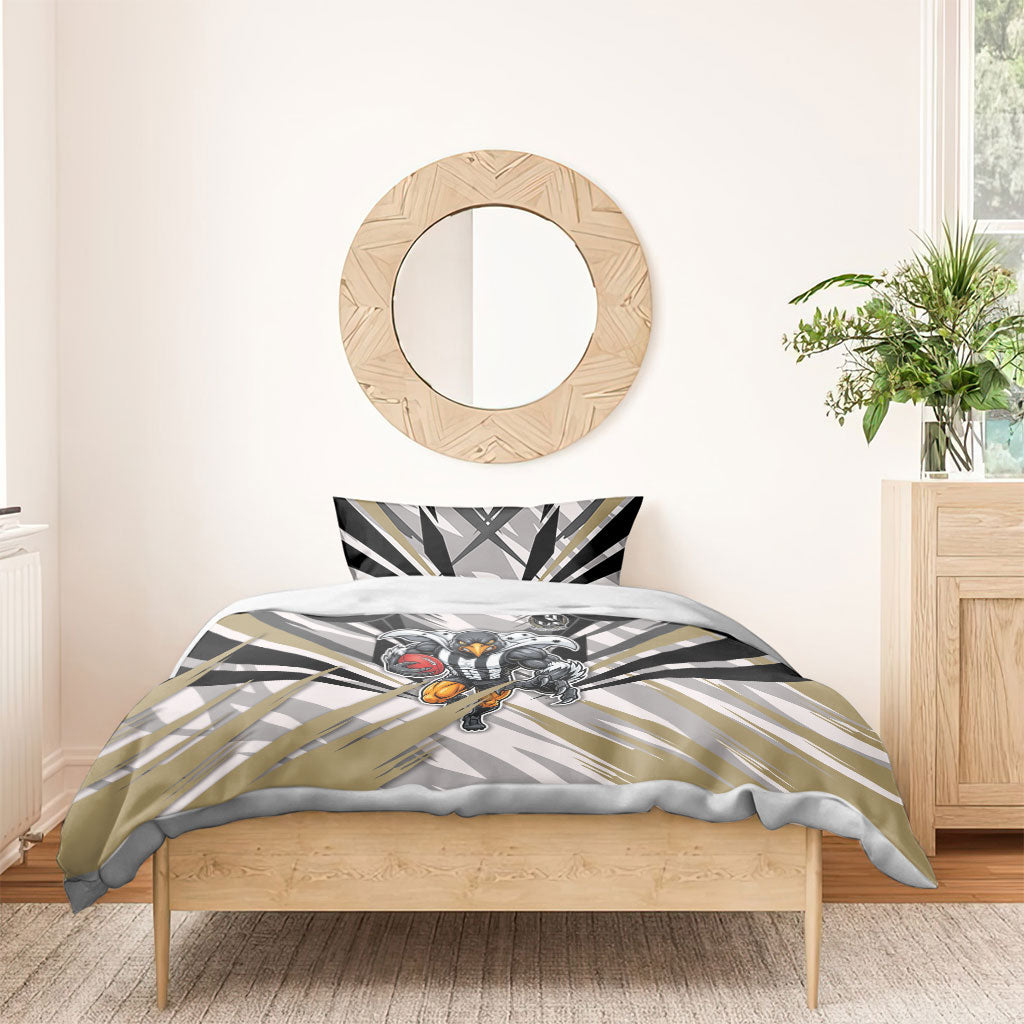 Collingwood Magpies Australian Football Bedding Set Powerful Muscle Mascot - Bold Team Colors