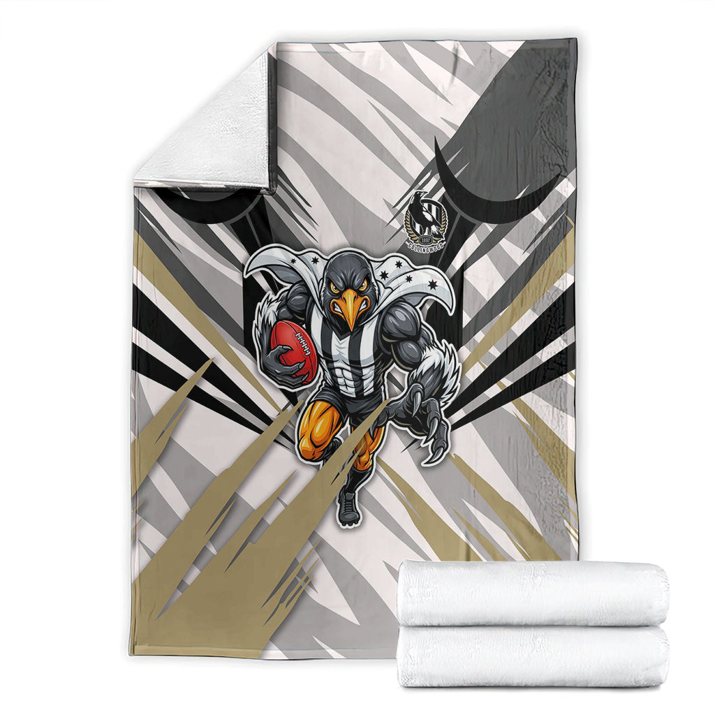 Collingwood Magpies Australian Football Blanket Powerful Muscle Mascot - Bold Team Colors