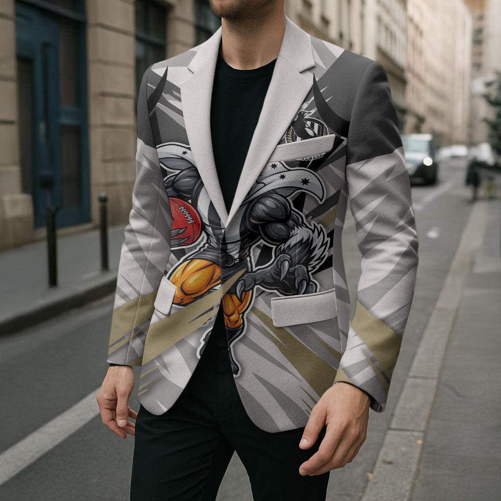 Collingwood Magpies Australian Football Blazer Powerful Muscle Mascot - Bold Team Colors