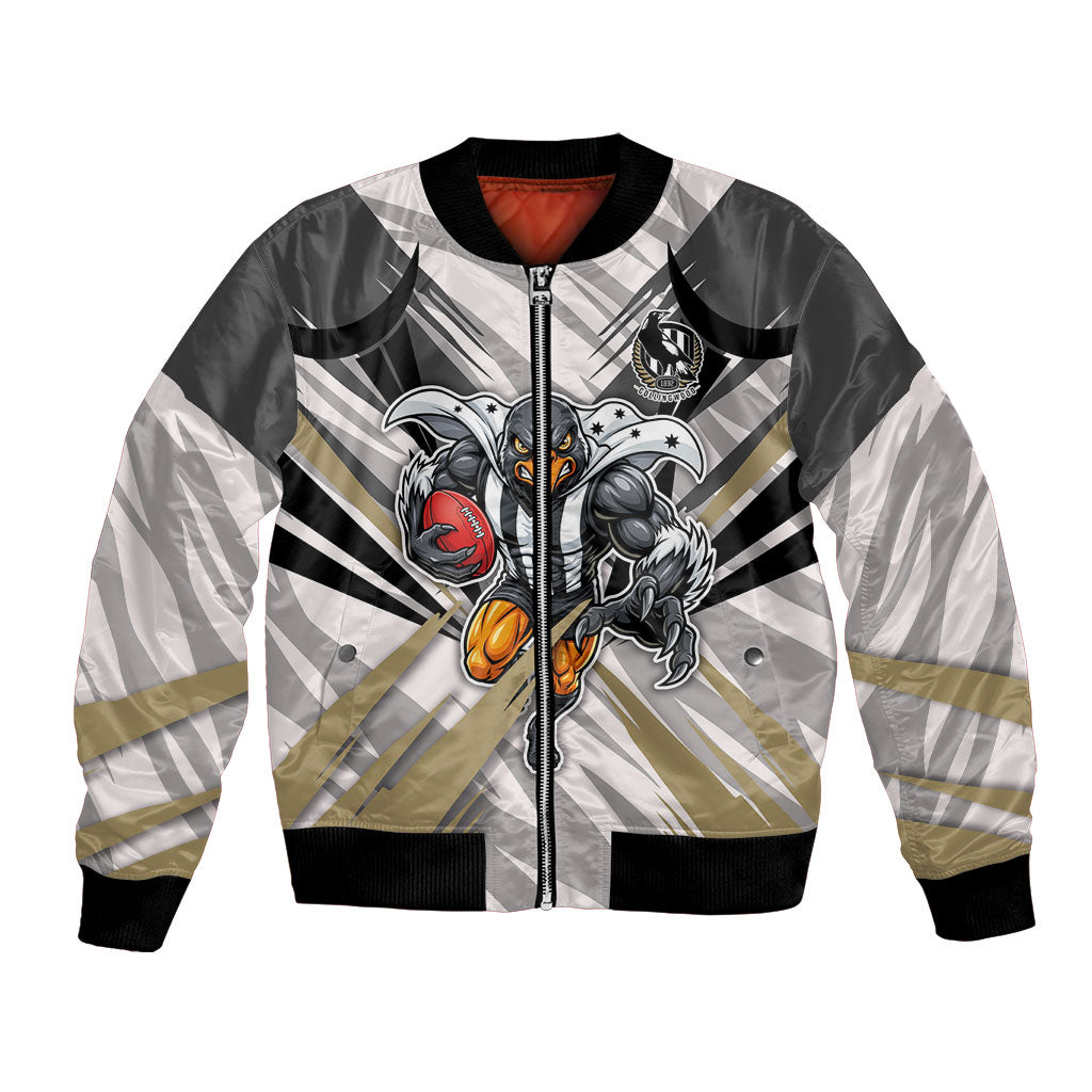 Collingwood Magpies Australian Football Bomber Jacket Powerful Muscle Mascot - Bold Team Colors