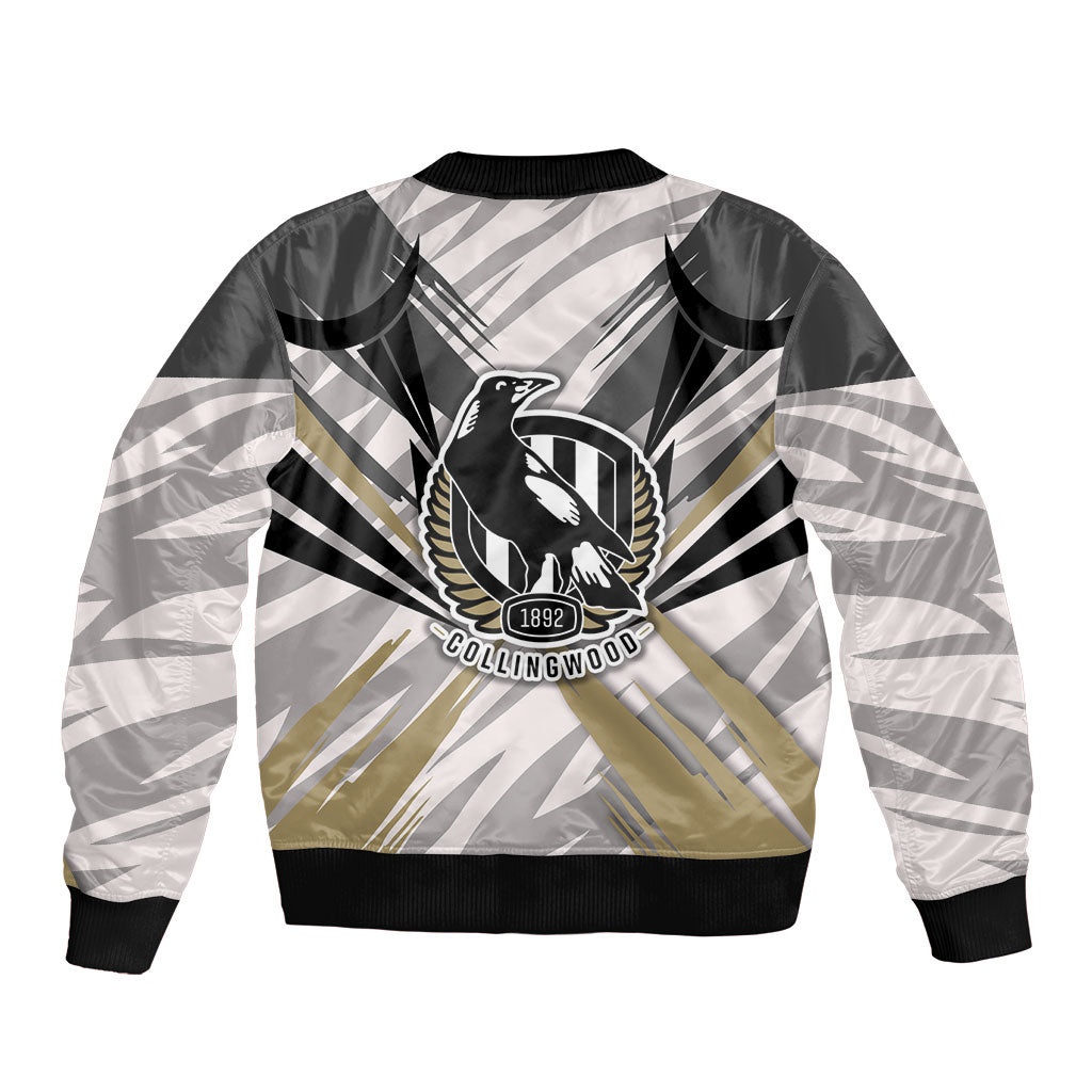 Collingwood Magpies Australian Football Bomber Jacket Powerful Muscle Mascot - Bold Team Colors