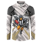 Collingwood Magpies Australian Football Button Sweatshirt Powerful Muscle Mascot - Bold Team Colors