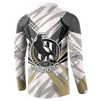 Collingwood Magpies Australian Football Button Sweatshirt Powerful Muscle Mascot - Bold Team Colors
