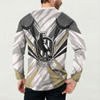 Collingwood Magpies Australian Football Button Sweatshirt Powerful Muscle Mascot - Bold Team Colors