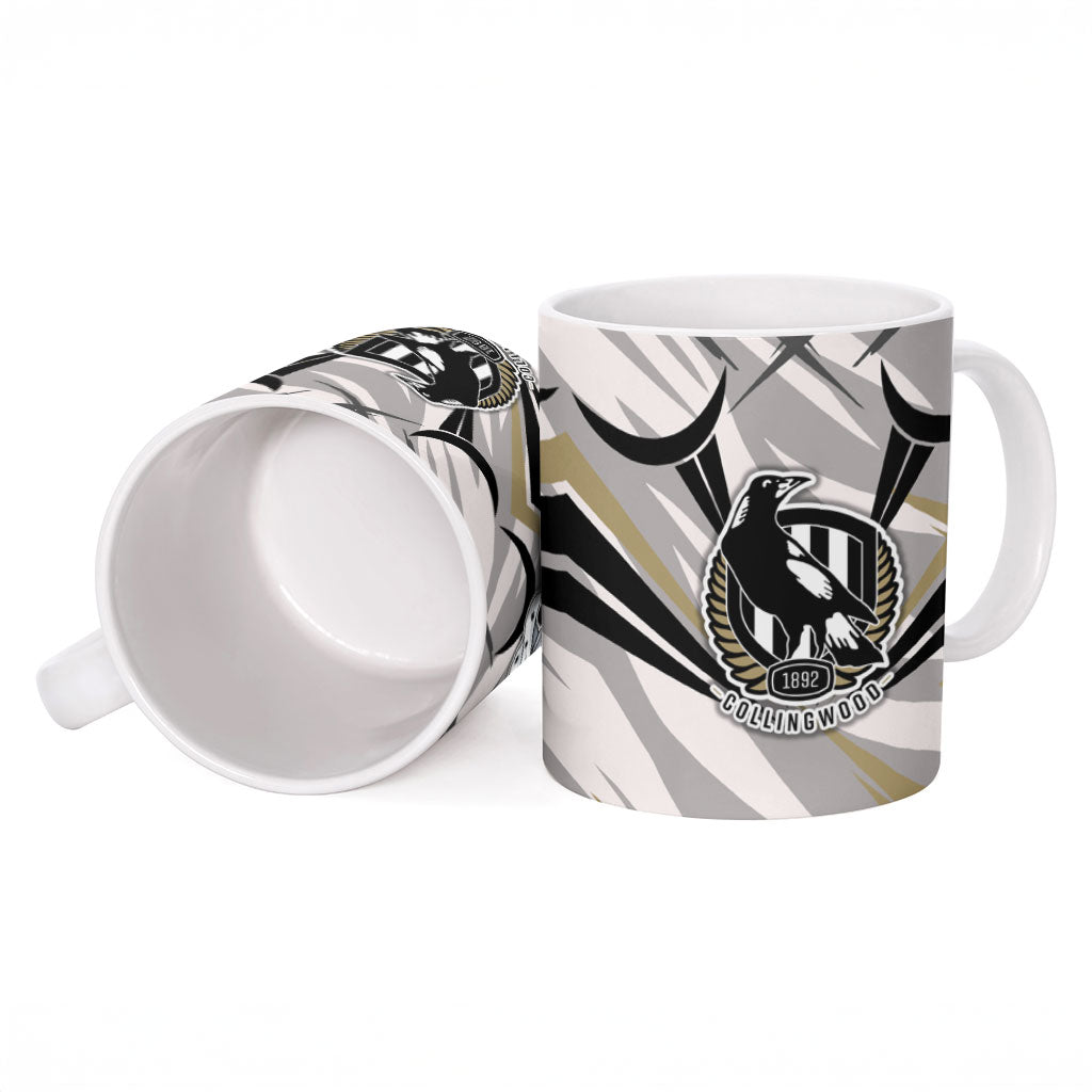 Collingwood Magpies Australian Football Ceramic Mug Powerful Muscle Mascot - Bold Team Colors