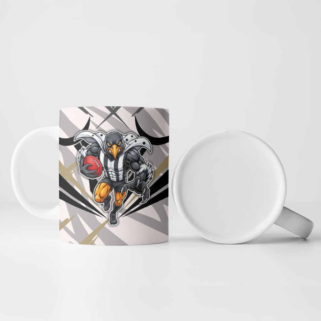 Collingwood Magpies Australian Football Ceramic Mug Powerful Muscle Mascot - Bold Team Colors
