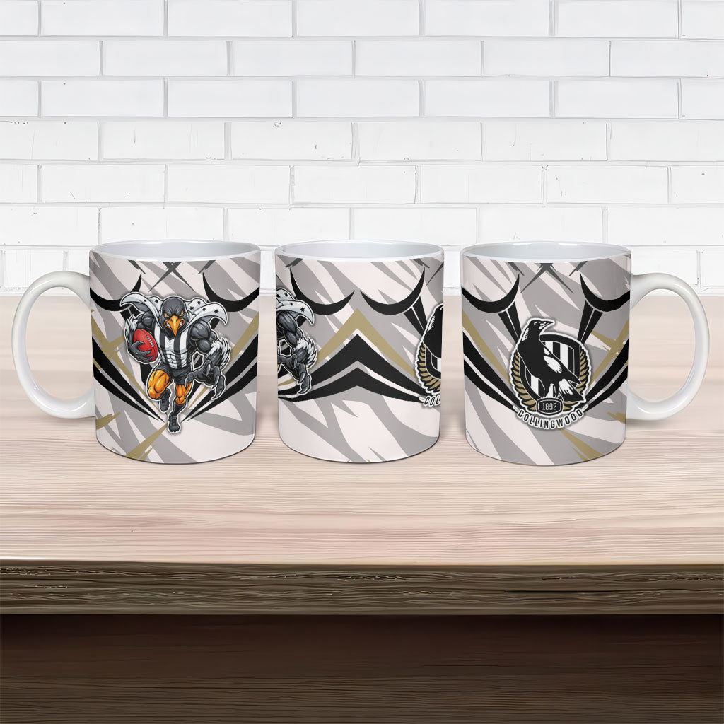Collingwood Magpies Australian Football Ceramic Mug Powerful Muscle Mascot - Bold Team Colors