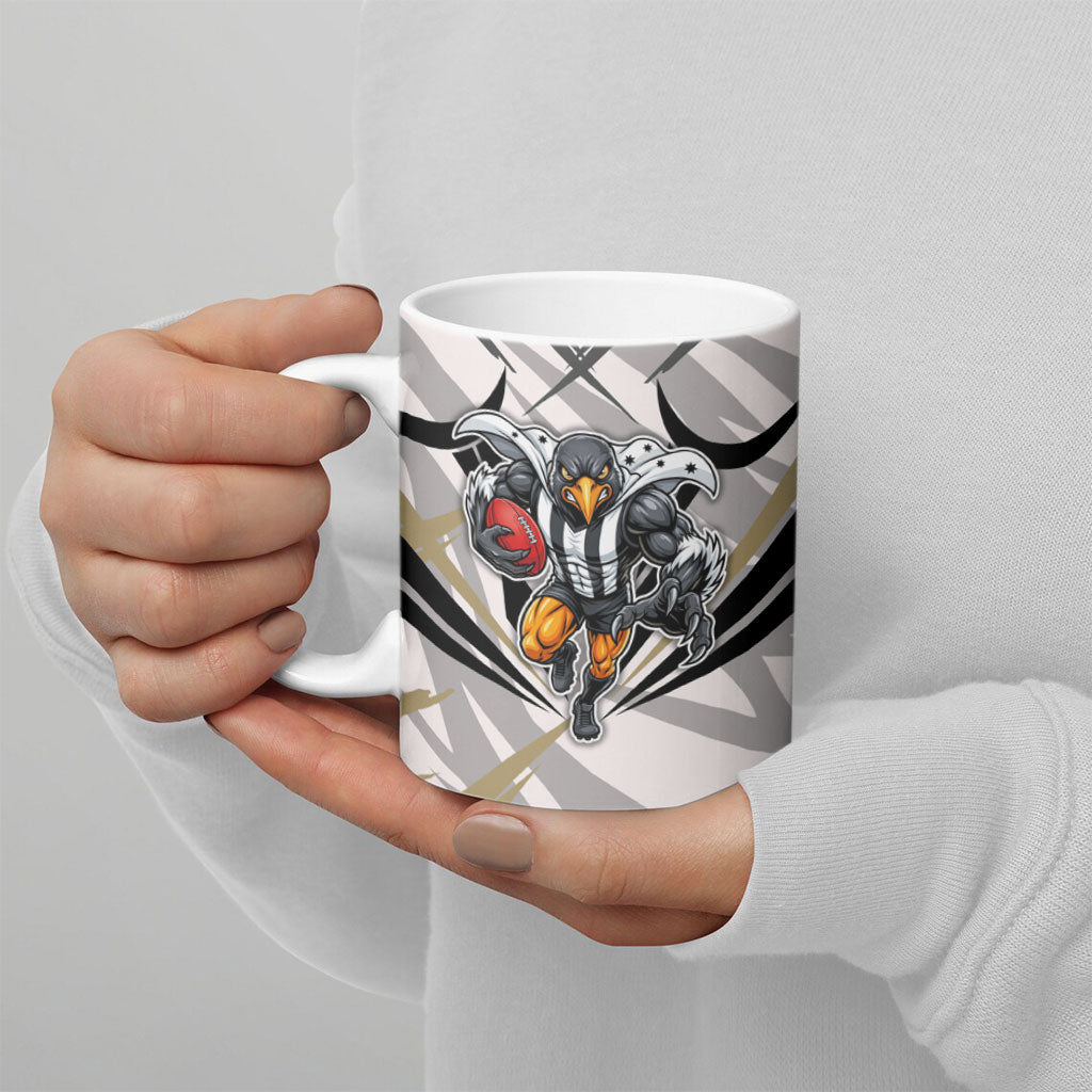Collingwood Magpies Australian Football Ceramic Mug Powerful Muscle Mascot - Bold Team Colors