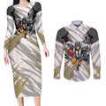 Collingwood Magpies Australian Football Couples Matching Long Sleeve Bodycon Dress and Long Sleeve Button Shirt Powerful Muscle Mascot - Bold Team Colors