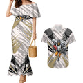 Collingwood Magpies Australian Football Couples Matching Mermaid Dress and Hawaiian Shirt Powerful Muscle Mascot - Bold Team Colors