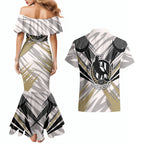 Collingwood Magpies Australian Football Couples Matching Mermaid Dress and Hawaiian Shirt Powerful Muscle Mascot - Bold Team Colors