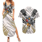 Collingwood Magpies Australian Football Couples Matching Summer Maxi Dress and Hawaiian Shirt Powerful Muscle Mascot - Bold Team Colors