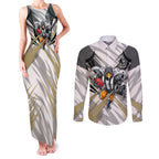 Collingwood Magpies Australian Football Couples Matching Tank Maxi Dress and Long Sleeve Button Shirt Powerful Muscle Mascot - Bold Team Colors
