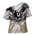 Collingwood Magpies Australian Football Cross Shoulder Shirt Powerful Muscle Mascot - Bold Team Colors