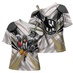 Collingwood Magpies Australian Football Cross Shoulder Shirt Powerful Muscle Mascot - Bold Team Colors