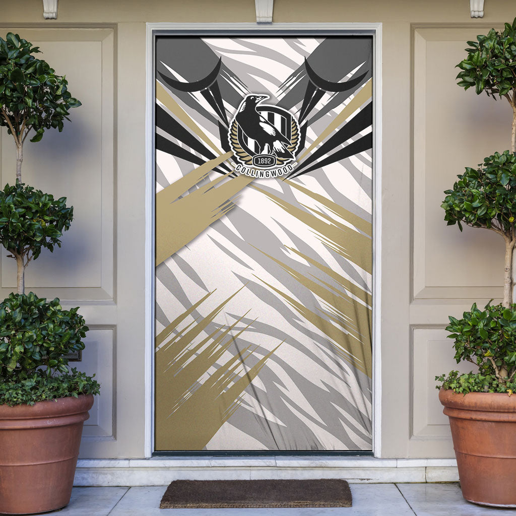 Collingwood Magpies Australian Football Door Cover Powerful Muscle Mascot - Bold Team Colors