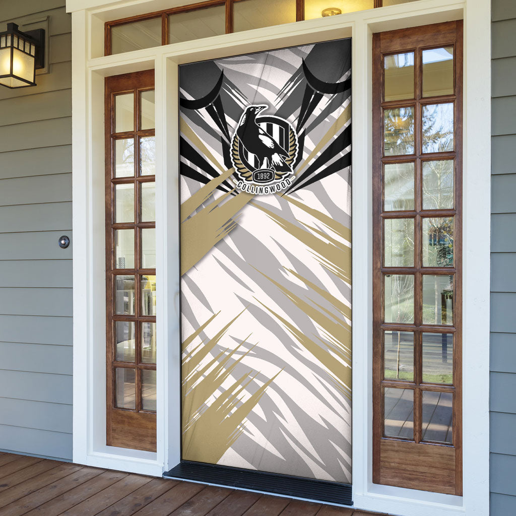 Collingwood Magpies Australian Football Door Cover Powerful Muscle Mascot - Bold Team Colors