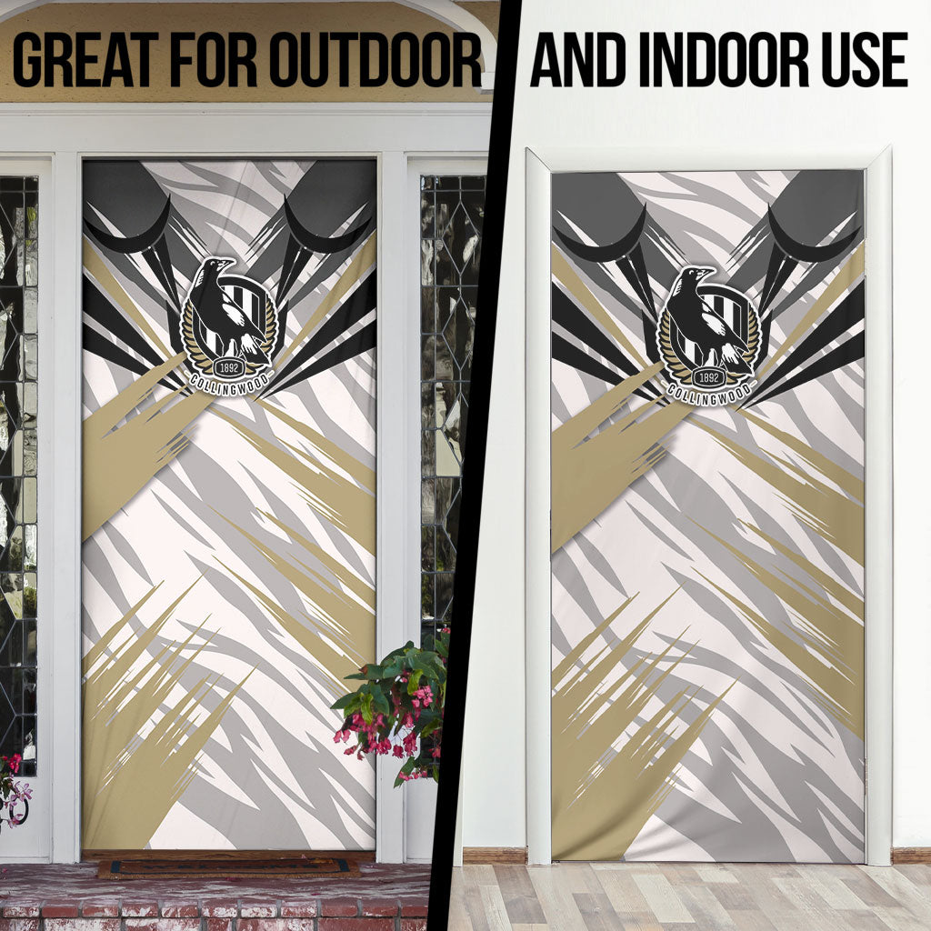 Collingwood Magpies Australian Football Door Cover Powerful Muscle Mascot - Bold Team Colors