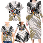 Collingwood Magpies Australian Football Family Matching Long Sleeve Bodycon Dress and Hawaiian Shirt Powerful Muscle Mascot - Bold Team Colors
