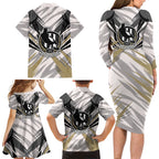 Collingwood Magpies Australian Football Family Matching Long Sleeve Bodycon Dress and Hawaiian Shirt Powerful Muscle Mascot - Bold Team Colors