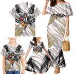 Collingwood Magpies Australian Football Family Matching Mermaid Dress and Hawaiian Shirt Powerful Muscle Mascot - Bold Team Colors