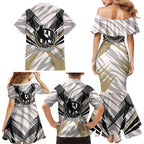 Collingwood Magpies Australian Football Family Matching Mermaid Dress and Hawaiian Shirt Powerful Muscle Mascot - Bold Team Colors