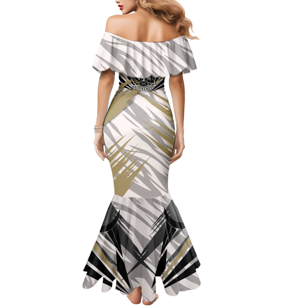 Collingwood Magpies Australian Football Family Matching Mermaid Dress and Hawaiian Shirt Powerful Muscle Mascot - Bold Team Colors
