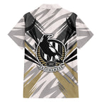 Collingwood Magpies Australian Football Family Matching Off The Shoulder Long Sleeve Dress and Hawaiian Shirt Powerful Muscle Mascot - Bold Team Colors